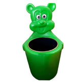 Huitich green bear-shaped outdoor playground trash bin for kids areas and parks